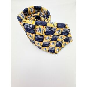 Vintage Tie Rack France 98 FIFA World Cup Silk Tie Navy Yellow Soccer Logo